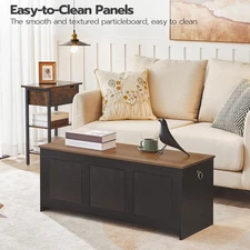 HOOBRO Storage Bench Storage Chest Trunk Toy Chest w/ Lift Top Black and Walnut