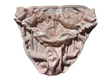 VTG 1997 Victoria's Secret Second Skin Satin Pink M Lace Bikini Brief Panties