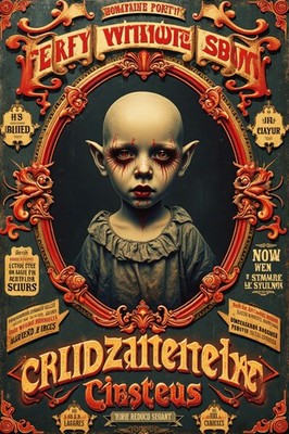 16636.Wall Decor Poster.Interior Art.Circus Freakshow Monster Creepy Child