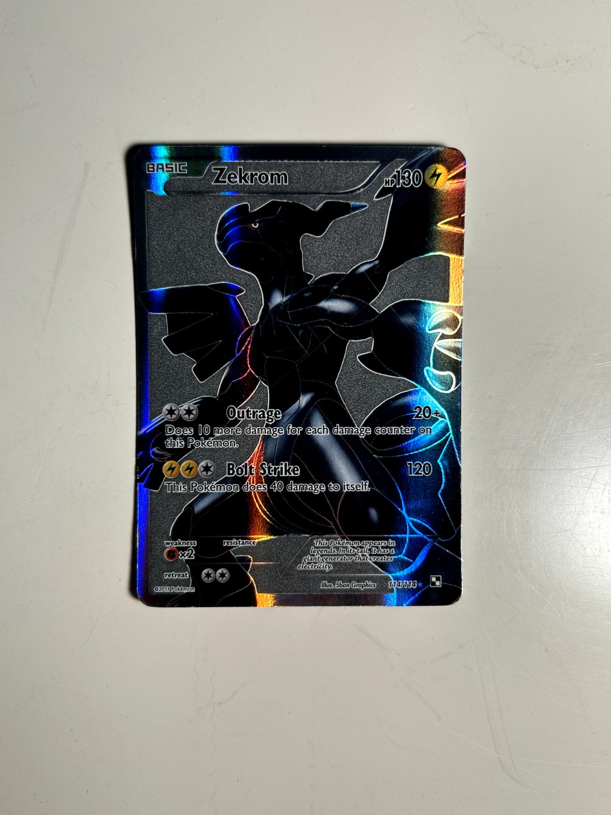 Zekrom 114/114 Black & White Base Full Art Holo Ultra Rare Pokemon Card LP