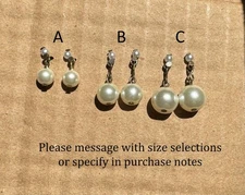 1 Pair REPLACEMENT LADY HEAD VASE HEADVASE EARRINGS ANTIQUE WHITE PEARLS BRASS