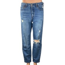 Levi's Wedgie Women's Blue Distressed High Rise Straight Leg Denim Jeans Size 29
