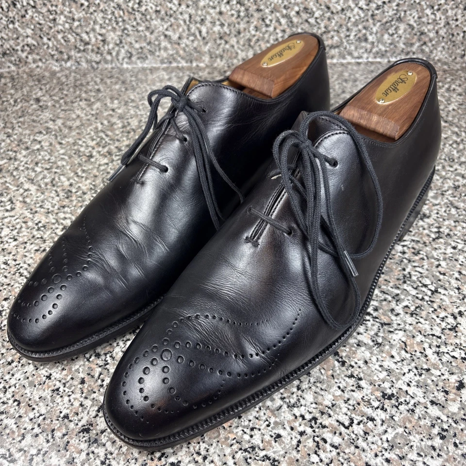 Oxford Tanino Crisci de cuero negro corte completo hechos a mano en Italia hombres 8 UK/9US en muy buen estado Foto 3 de 4