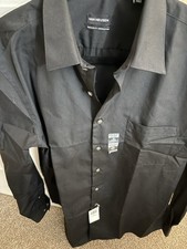 Van Heusen Wrinkle Resistant Regular Fit Black Solid Dress Shirt 16.5 34/35