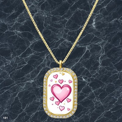 Gorgeous Colorful Hearts Pendant Necklace Graphic Design Dazzling Gold Tone Rare