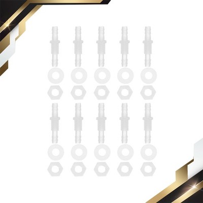 10Pack 1/4'' Hose ID Barb Thru-Bulk Bulkhead Fitting M10 Nut Silicone Washer