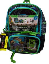Minecraft 17" Backpack 5 Piece Set w/Lunch Bag, Headphones, Water Bottle, Charm