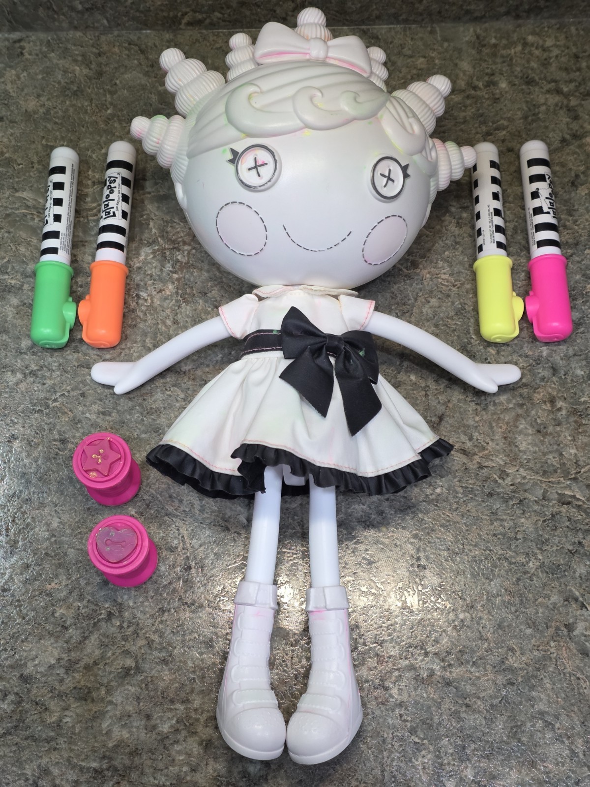 Lalaloopsy Color Me Doll Squiggles & Shapes 12" HTF With Markers And Stamps