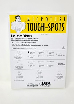 Diversified Biotech Microtube Tough-Spots Laser Label 9185-1000 3/8in Rnd White
