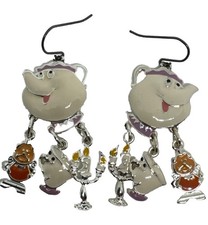 Walt Disney Beauty  The Beast Mrs. Potts Teacup Dangle Earrings Lumiere Chip