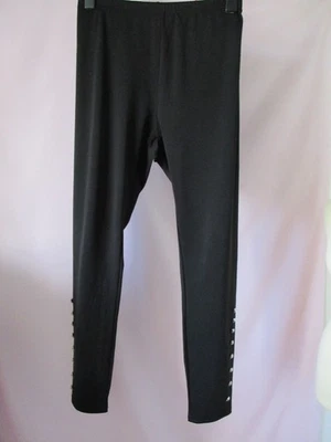 Pantalon legging noir avec boutons argentés Taille élastiquée 48/52 Neuf - Photo 1/4