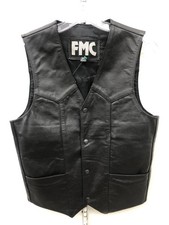 FMC Black Leather Riding Vest Sz 36 New Without Tag - Motorcycle