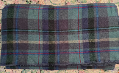 FARIBO Tartan Purple Green Pure Wool King Blanket