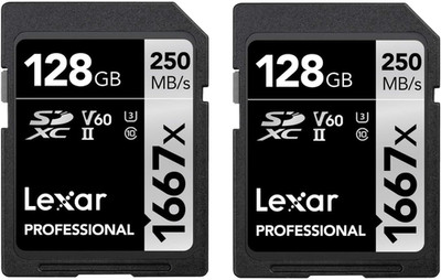 Lexar Professional 1667X SD Karte 128GB 2Er-Pack | Speicherkarte SDXC UHS-II, Bi