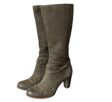 Ecco Olive Green Nubuck Leather Heeled Tall B...