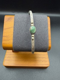 Navajo Unsigned Old Pawn Green Turquoise Sterling Silver Cuff — 15.2g