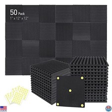 50 Pack 1" x 12" x 12" Acoustic Foam Panels - Premium Soundproof Wedge Foam
