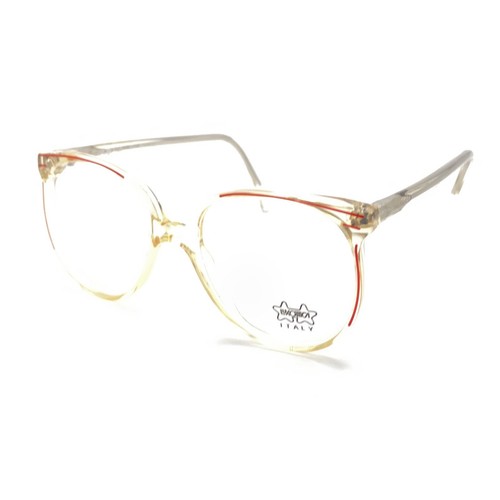 Luxottica NEW Vintage Cristal Red Clear Red Round Eyeglasses Frames 52 130 Italy - Picture 8 of 12