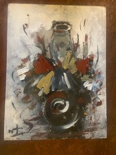 DANTI ALVARO COMPOSIZIONE DIPINTO ORIGINALE OLIO TAVOLETTA 40X30