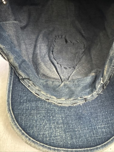 VINTAGE DENIM  Handmade Cap With Pinkerton Security Service Patch - Picture 10 of 11