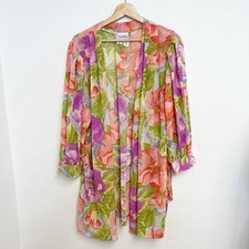 NATORI Vintage Sz MEDIUM short Robe Neiman Marcus 80s 90s floral Multicolor