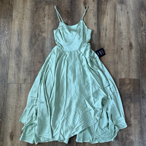 Vestido midi asimétrico satinado satinado satinado talla S Lulus nuevo con etiquetas $59 Days Like Today - Imagen 4 de 7