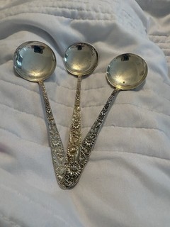 Kirk & Son Repousse 6” Spoon. Sterling Silver Cream Possibly Soup Spoon.