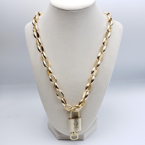Gold-Plated Necklace with Authentic Louis Vuitton Gold Padlock 🔐