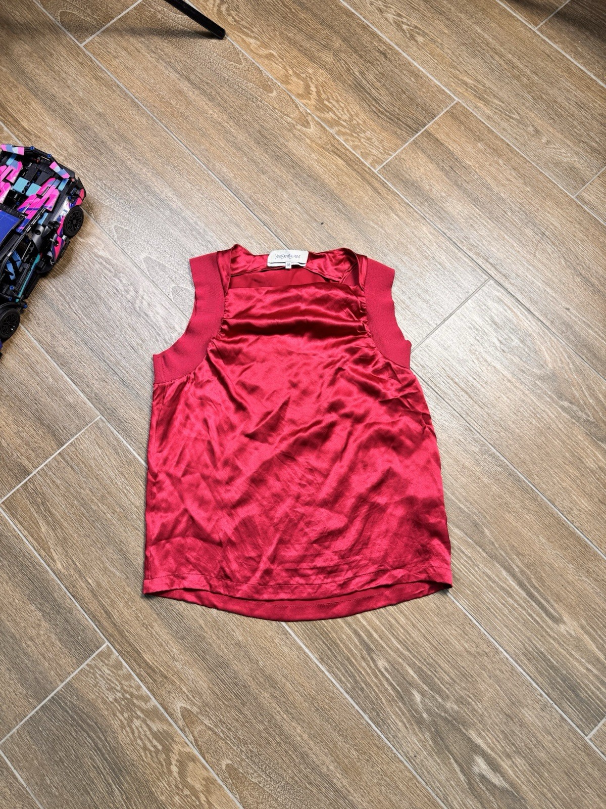 Rara canotta Yves Saint Laurent vintage in cotone rosso taglia S