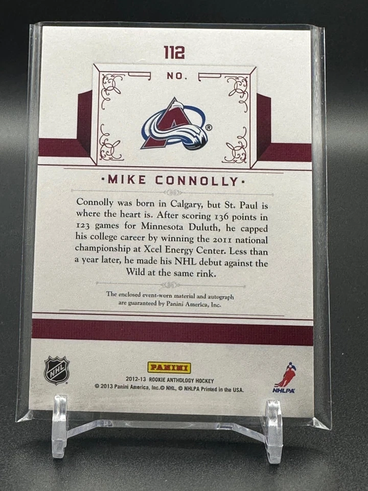 2012-13 Rookie Anthology #112 Mike Connolly /99 RC MEM AU Colorado Avalanche - Image 2 of 2