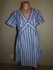 NEW Banana Republic Blue White Striped V-Neck Dress Size Small Tall NWT $110