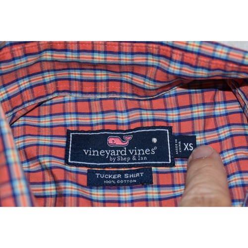 Vineyard Vines Dress Shirt Tucker Whale Size XS Extra Small Pink Blue Plaids - Picture 5 of 7