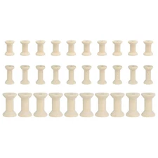 30Pcs Wooden Empty Spools Unfinished Wood Thread Bobbins 3 Sizes Natural Color