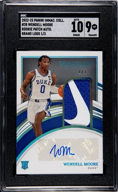 Wendell Moore Jr 2022 Immaculate Rookie 'NIKE' Patch 1/3 RPA #28 SGC 9 AUTO 10