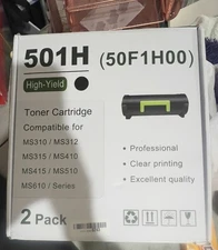 2 Pk BLK Toner 501H Lexmark 50F1H00 MS310 MS410 MS510 MS610 MS415 MS312 Series