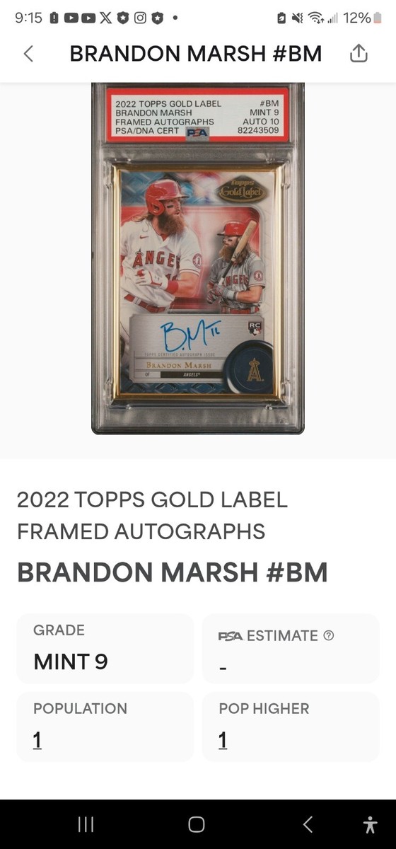 Topps Gold Label 2022 ブランドン マーシュ 10/10 2002 Topps Gold