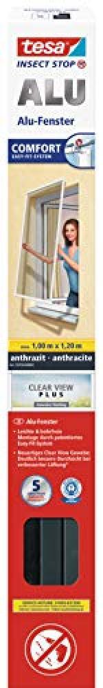 (TG. 1m:1,2m) tesa 55194-00003-00 Zanzariera per Finestra, Grigio, 1m:1,2m - NUO