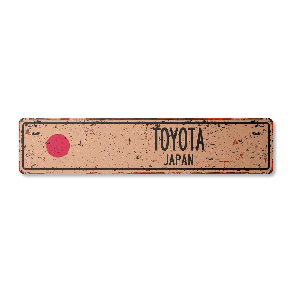 TOYOTA JAPAN Vintage Street Sign Japanese flag city country road