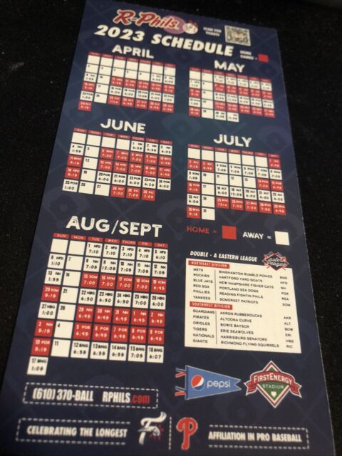 2023 Reading Fightin’ Phil’s Baseball Pocket Schedule Phillies Affiliate