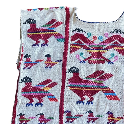 VTG Handwoven Chinantec Oaxaca Huipil Tunic W/ Bird Motif Handmade South America - Picture 8 of 12