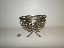 Ornate Metal Display Stand, 3 3/4" Tall, 5" Across top Ring,  Nickle Color