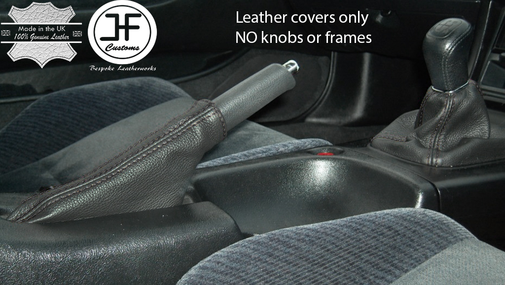 BLACK STITCHING REAL LEATHER MANUAL SHIFT E BRAKE BOOT FITS HONDA