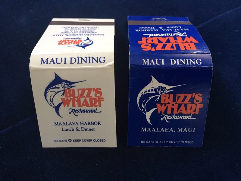 PAIR OF VTG BUZZ’S WHARF MAALAEA HARBOR MAUI UNSTRUCK MATCHBOOKS MATCH COVERS