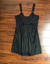 Vintage Y2K Black Evening Cocktail Party Event Pleated Shiny Black Dress sz 5/6