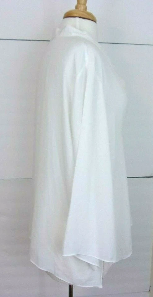 Sharagano Blouse Womens Size XL White V Neck Split Long Sleeves IN STOCK NOW  - Image 2 of 4