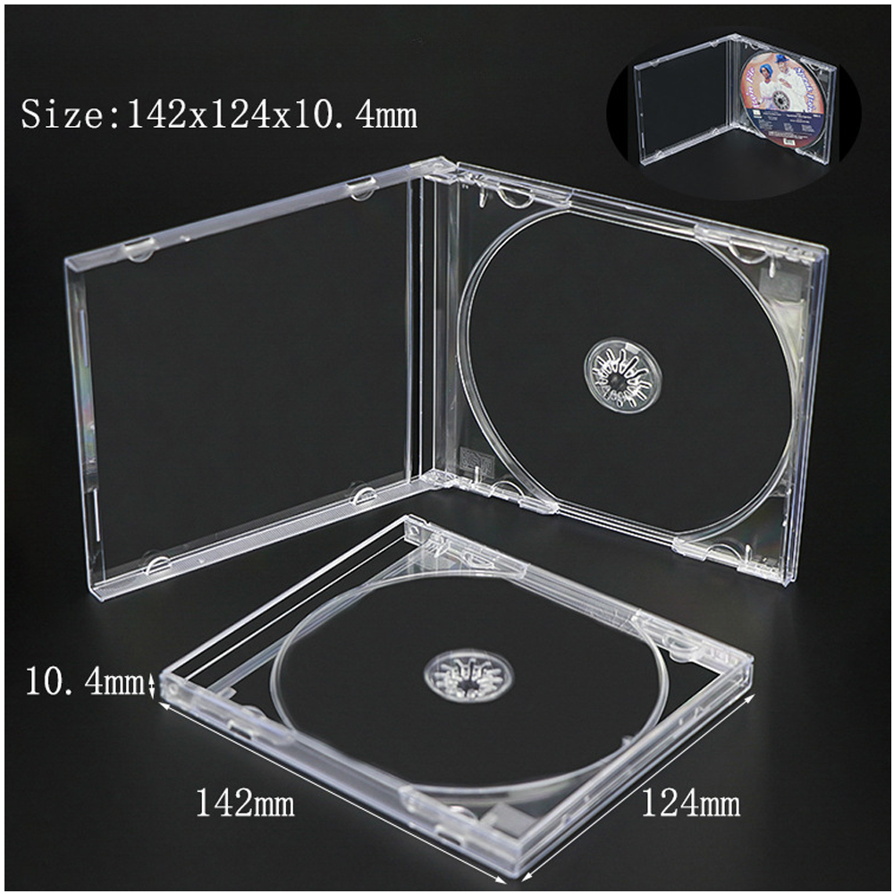 10PC Standard CD Jewel Case Lots Single CD with Tray 10.4mm Clear