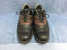ETONIC MEN'S SOFT SPIKE GOLF SHOES SIZE 9M BLACK & BROWN LEATHER GUC 