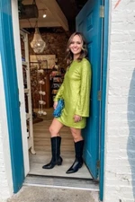 FRNCH Kelsey Dress Women Green Fancy Glam Modern Chic Boho Holiday Party Y2K NWT