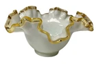 Fenton Elegant Milk Glass Amber/Yellow Crest Bonbon Candy Dish 7” Wide