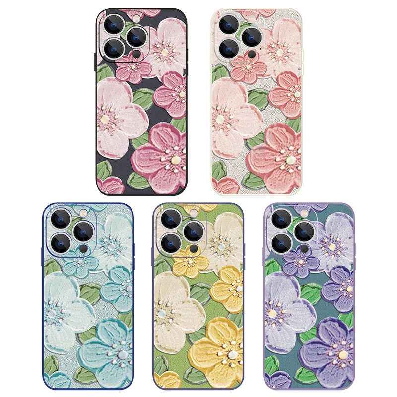 Girly Flowers For iPhone 16 15 14 13 12 Pro Max 11 XR Shockproof Soft Case Cover - Image 3 of 4